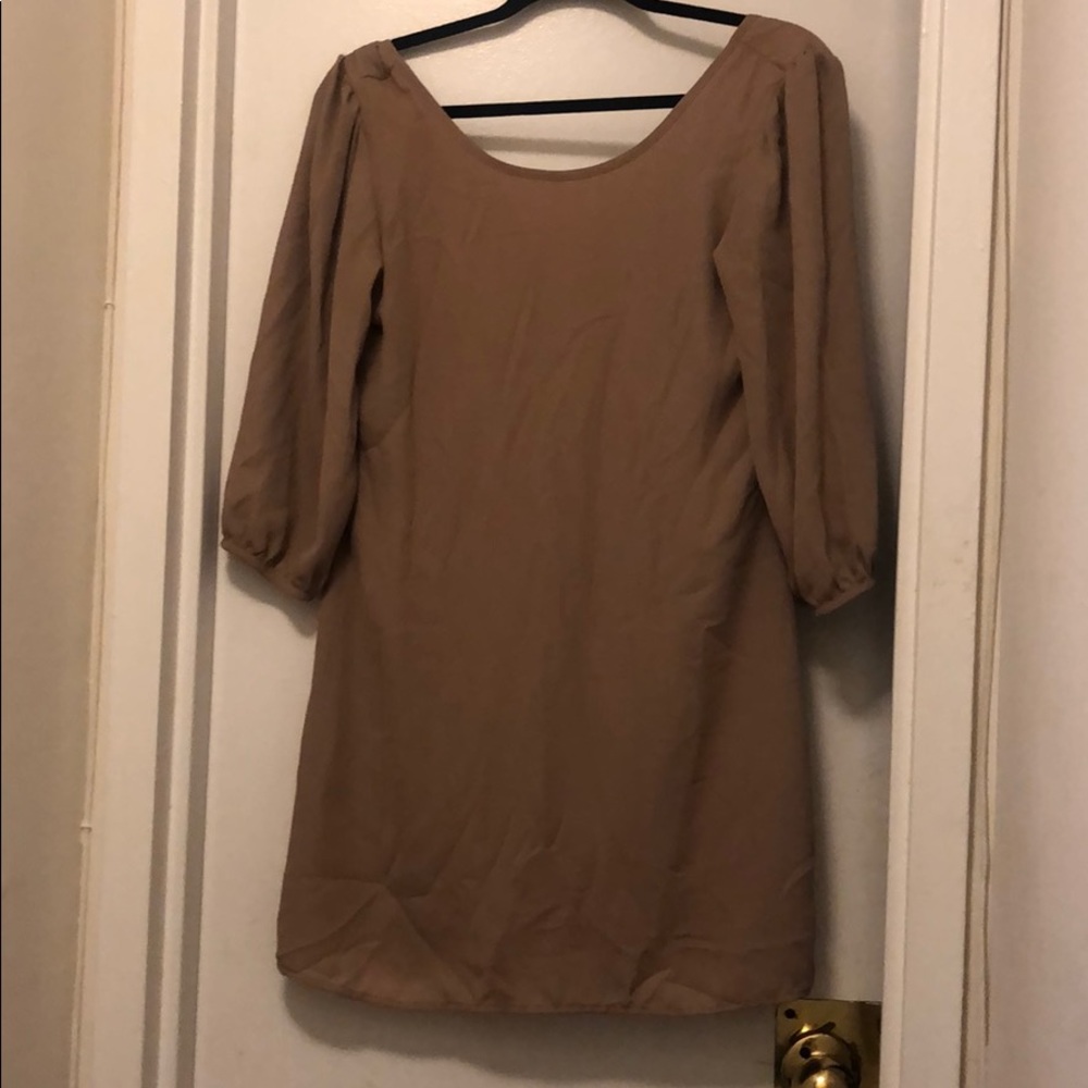 Peach Love Tan Sheer Sleeve Dress (Small)
